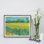 Art mural paysage champ de blé, peinture encadrée de style Van Gogh avec iris mauves et champs dorés