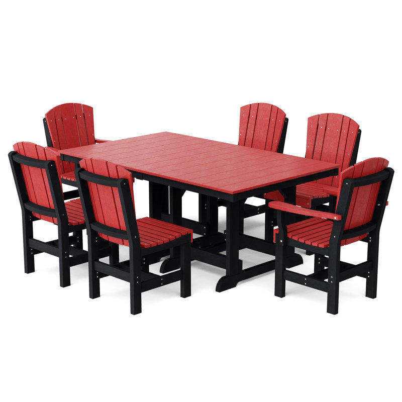 Heritage Dining Set, Cardinal Red/Black, 7-Piece