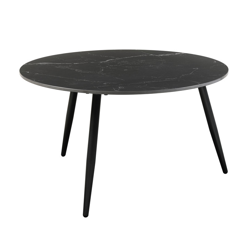 Table d'appoint 3 de style contemporain avec attrait en pierre frittée noire et pieds de tables gigognes en métal