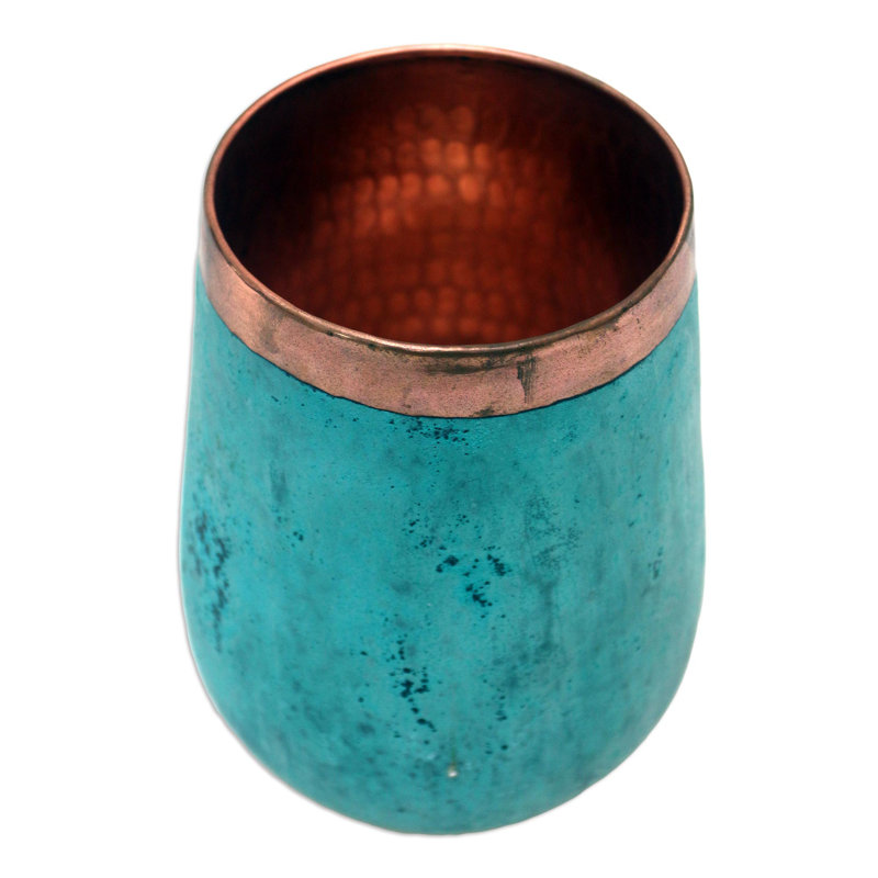 Handmade Copper Table Vase, 6.75" H x 5" W x 5" D