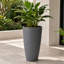 Grand pot de fleurs intérieur / extérieur en résine moucheté gris avec soucoupe et écran de drainage-934506596-934506598