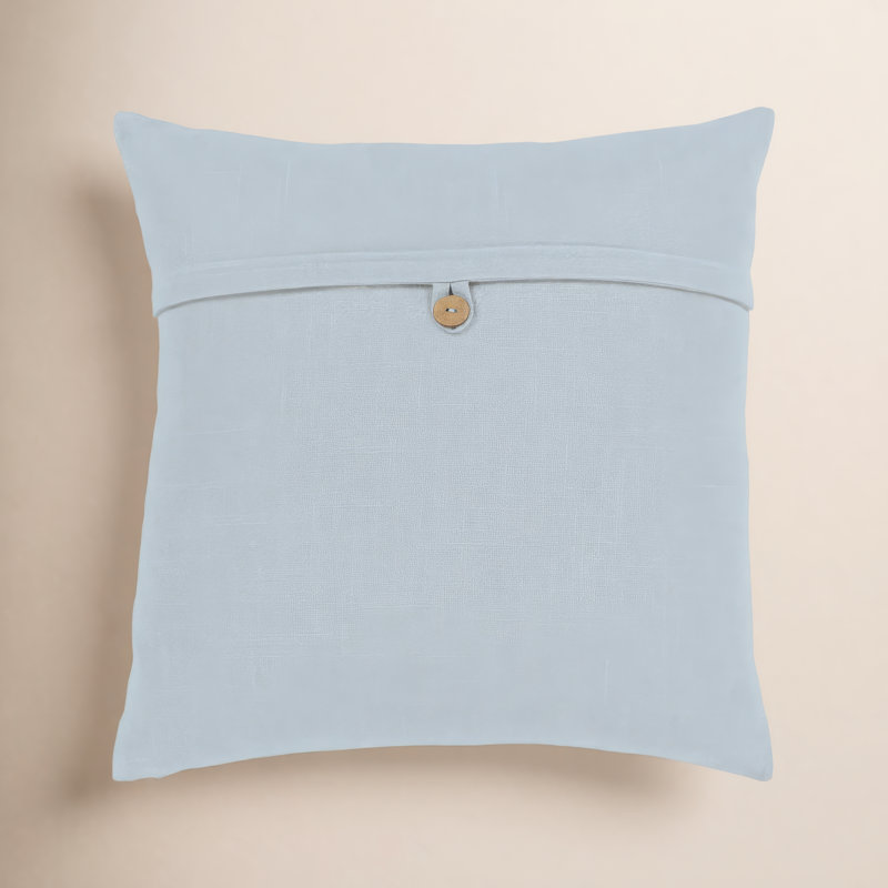 Leigh Buttons Cotton Throw Pillow, 20" x 20", Ice Blue, Down