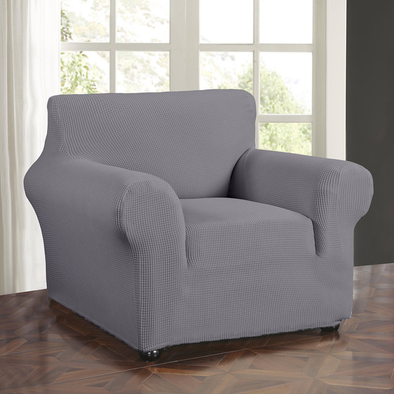 Polyester T-Cushion Sofa Slipcover, 114.3cm H x 309.88cm W x 86.36cm D, Grey