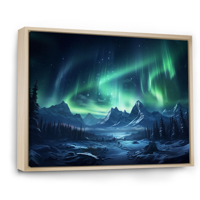 Northern Lights II sur impression sur toile, Cadre naturel flottant, H 12 po x l 20 po x P 1 po