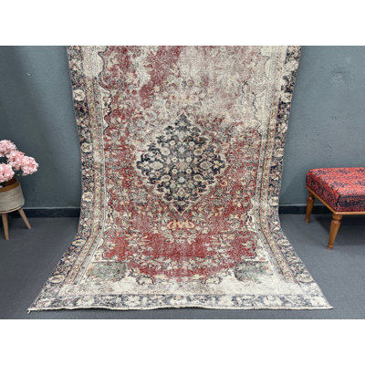 Tapis rétro en laine, tapis rouge 64,2 x 106,3 po