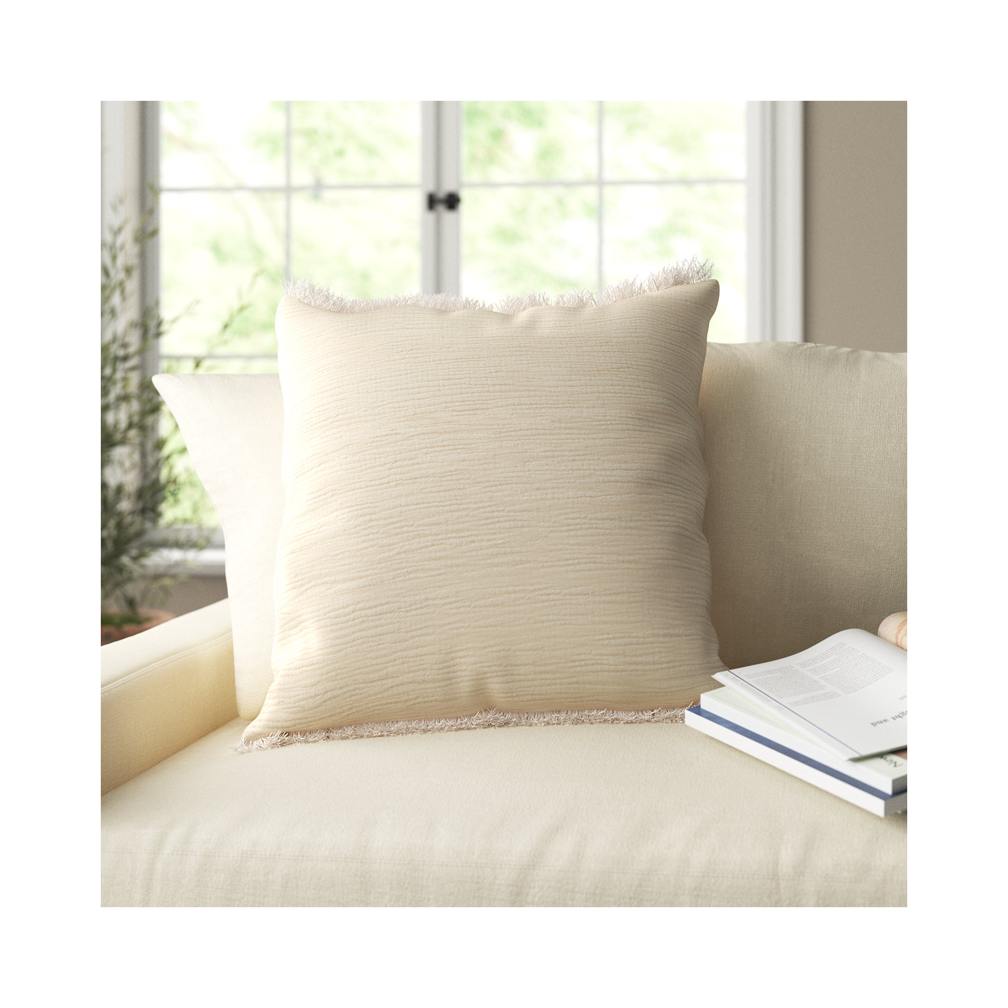 Ava Turkish Cotton Square Throw Pillow, Aqua, Polyester/Polyfill