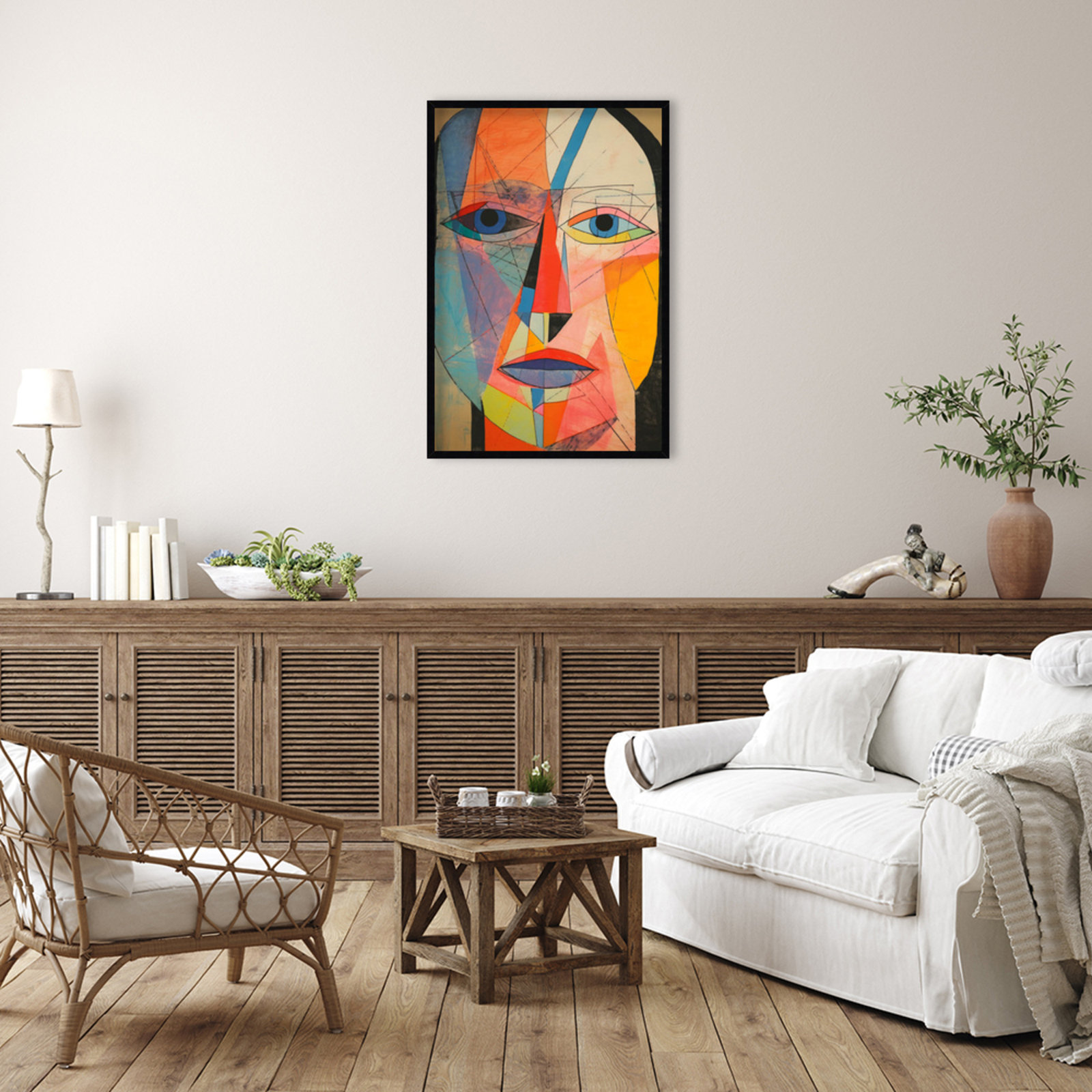 The Face Print by Treechild, Black, 41" H x 28" W
