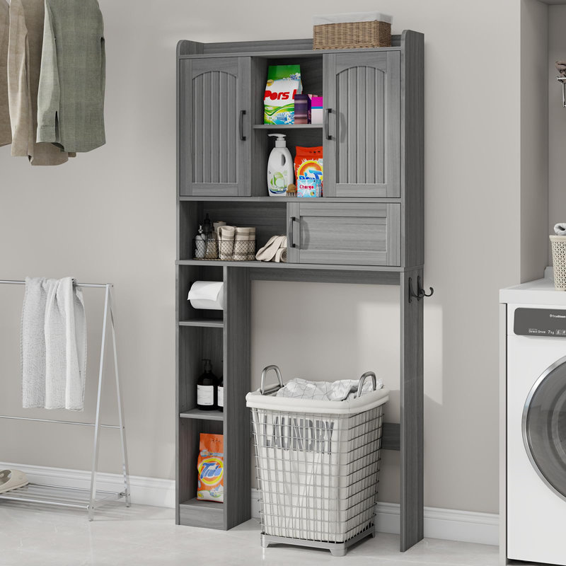 Farmhouse Over The Toilet Storage Cabinet, Light Gray