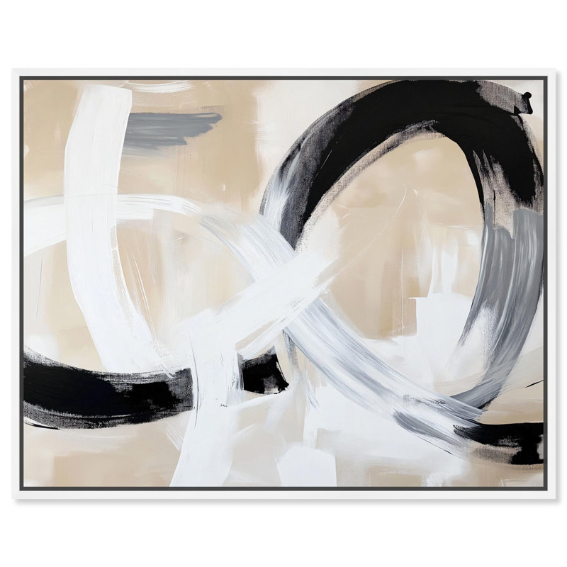 Art Remedy, toile minimaliste élégante, Interaction neutre I, H 37 po x l 46 po, Cadre flottant blanc