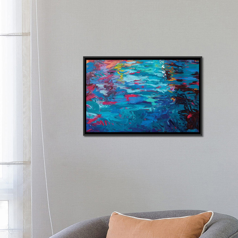 « bm 012 » par iris scott abstracts, impression sur toile, H 18 po x l 26 po x P 1,5 po, Toile avec cadre noir, Pas de tapis