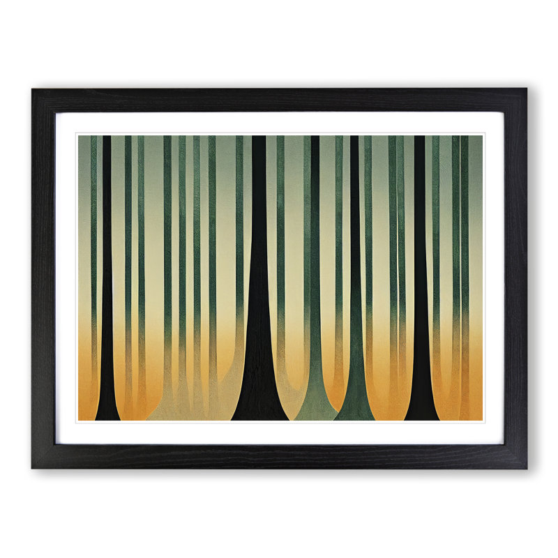 Art Deco Forest Vol.1 - Single Picture Frame Print, 46cm H x 64cm W x 2cm D, Black Framed