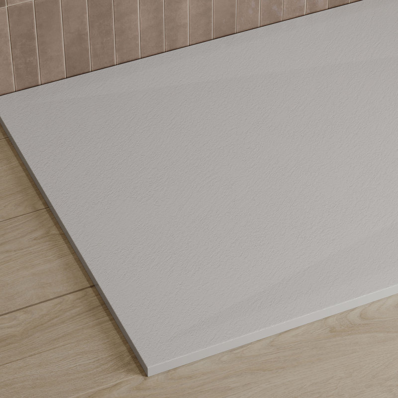 Receveur de douche rectangulaire extra-plat OVE Lenora 152,4 cm x 91,4 cm avec bonde latérale dissimulée, blanc uni