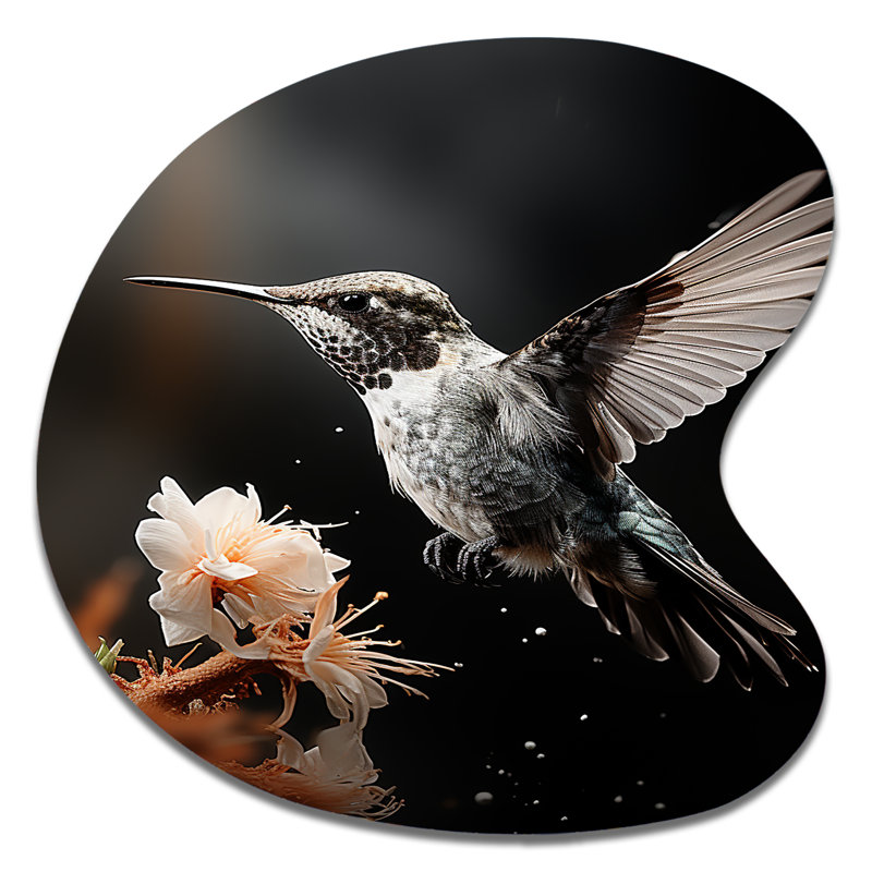 Décoration murale Denison - Colibri forme irrégulière en métal, H 27 po x l 27 po