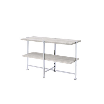 Table de canapé Brecon & Chrome avec rangement ouvert et support élégant en forme de X en métal, parfait pour les espaces de vie modernes.