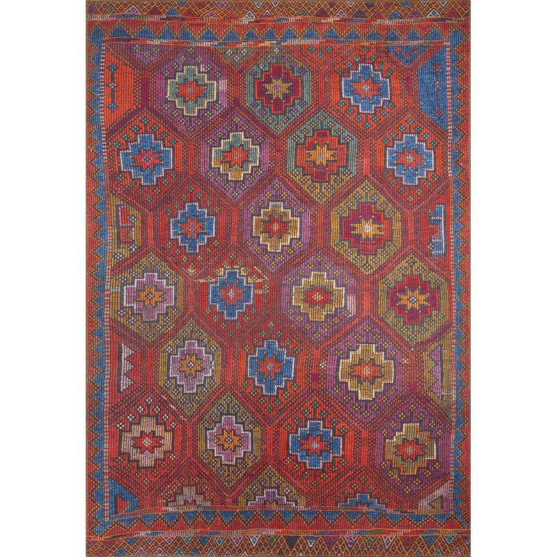 Tapis décoratif rouge Ottilie, Rectangle 4 pi 8 po x 6 pi 3 po