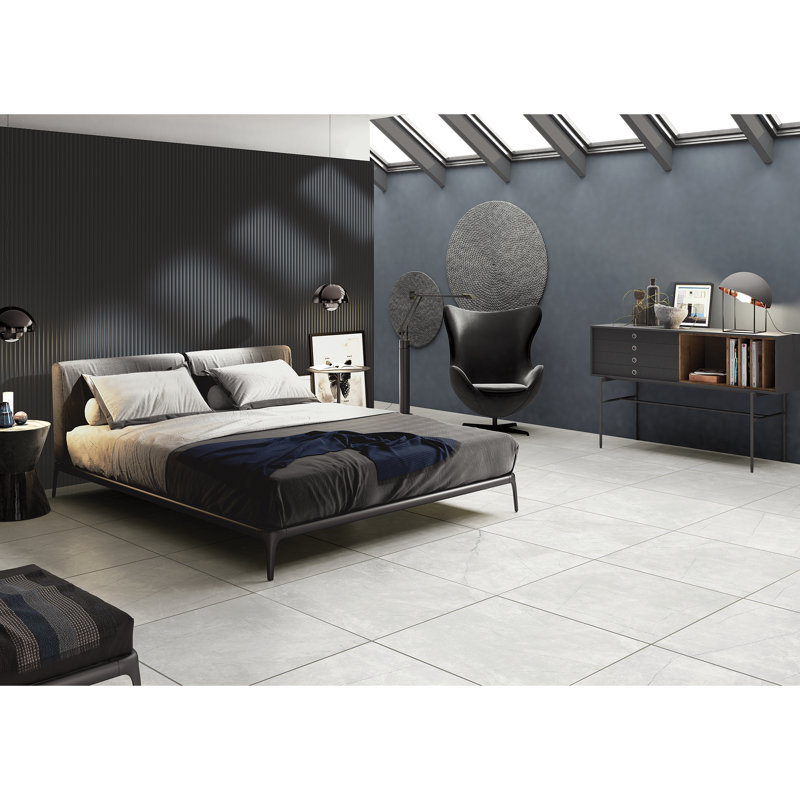 Carreau de mur et de plancher en porcelaine aspect marbre 24 po x 24 po Delice, Blanc