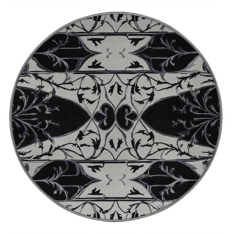 Obsidian Scroll Rug, Round 4'