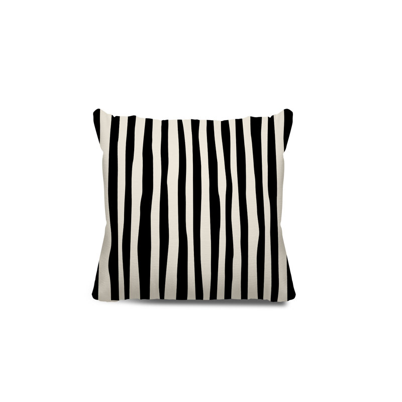 Coussin décoratif réversible Malone, H 15 po x l 15 po, Noir / Blanc cassé