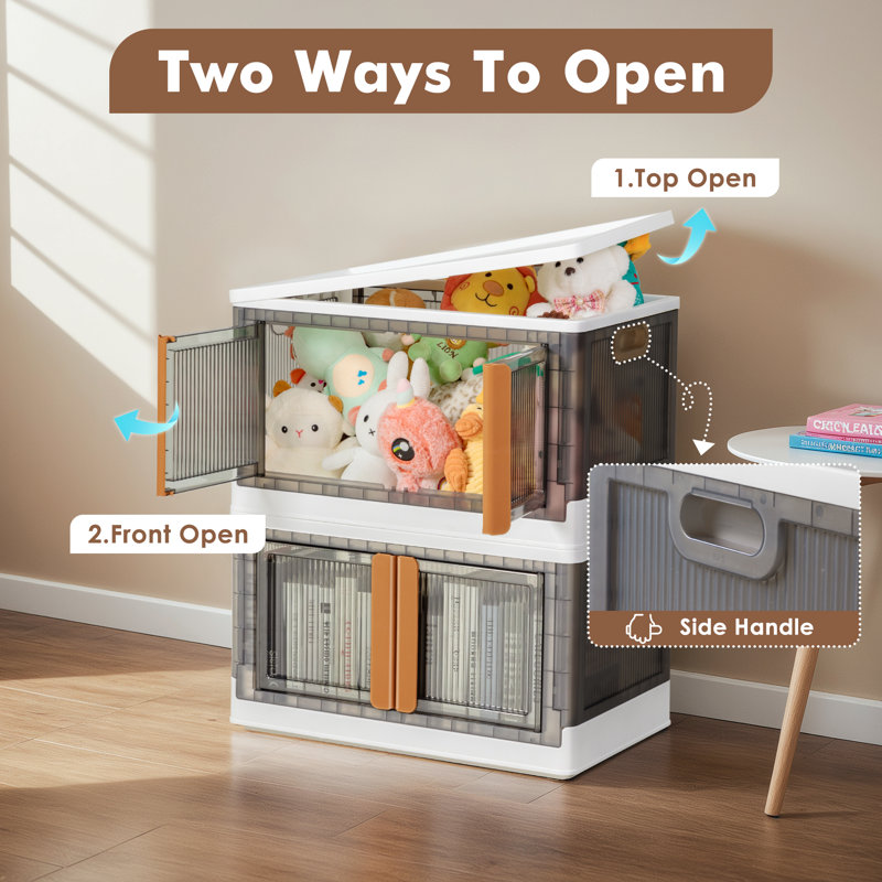 Collapsible Storage Bins With Lids, Stackable Storage Bins With Doors And Wheels