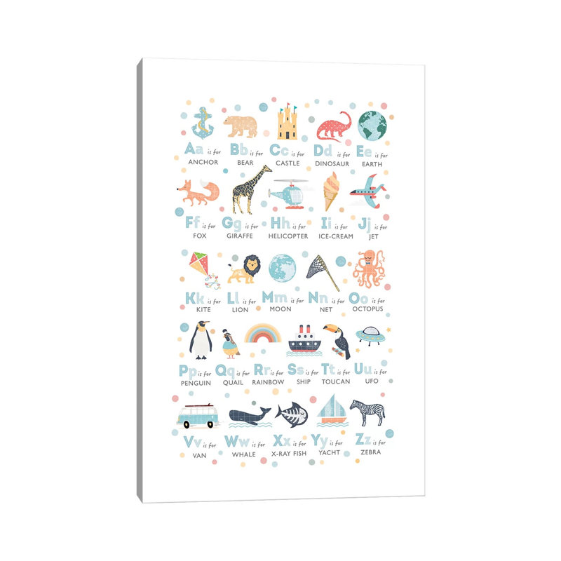 Boys Illustrated Alphabet - Wrapped Canvas Print, 66.04 cm H x 45.72 cm W x 1.91 cm D
