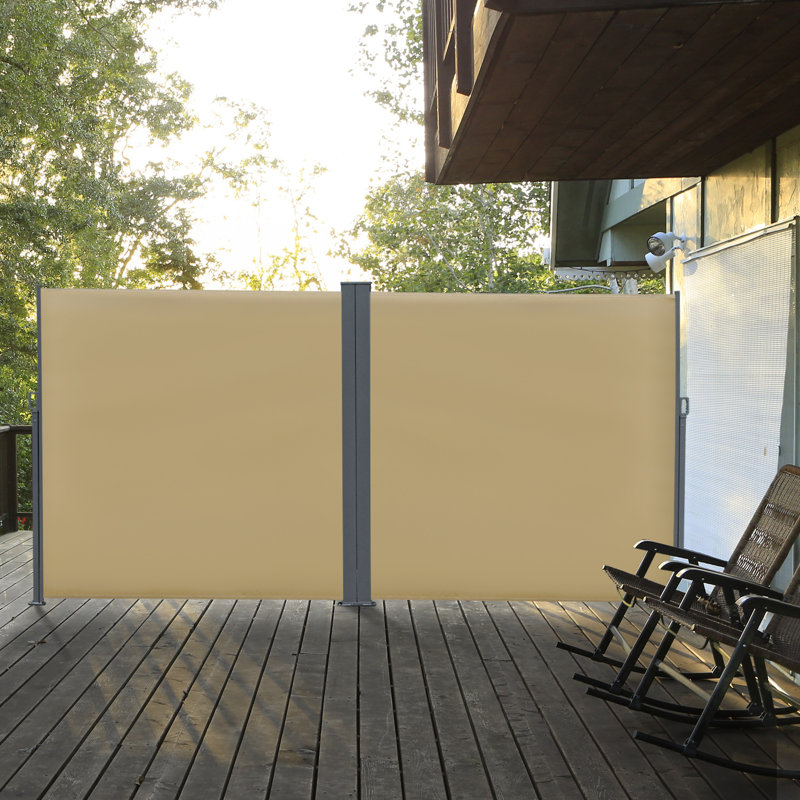 Manual Retraction Side Awning in Beige, White, 19.7' H x 6.56' W