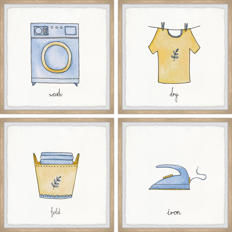 " Laundry Services " by Marmont Hill 4 - Pieces Painting Print, 12" H x 12" W