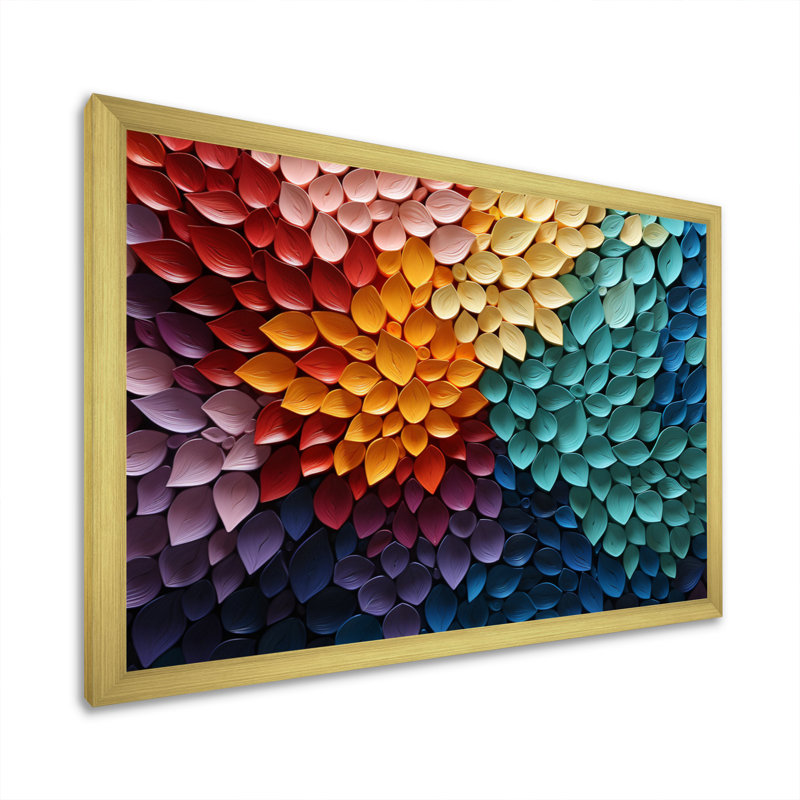 «Hardedge Art», Harmonic Fusion III, Encadrement doré, H 34 po x l 44 po x P 1,5 po