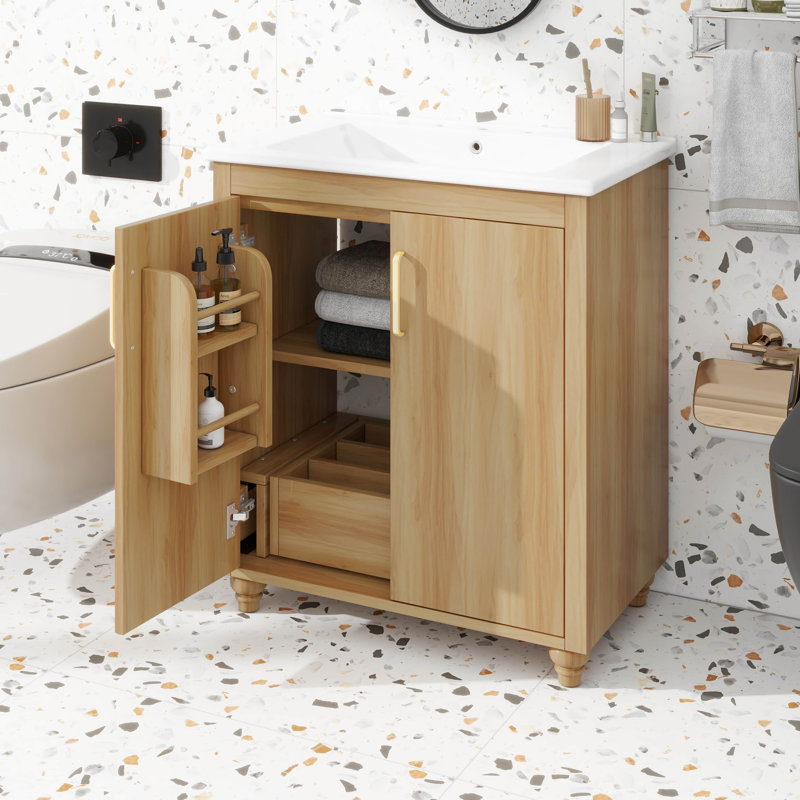 Maximisez l'espace de salle de bain avec ce meuble-lavabo multifonctionnel avec portes et tiroir 30 po