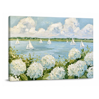 «Hydrangea Harbor View», art mural en toile tendue, H 30 po x l 40 po x P 1,5 po