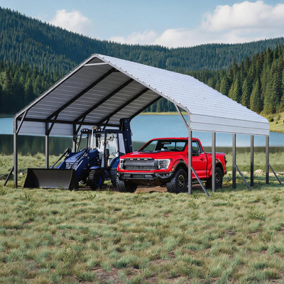 Abri d'auto métallique de 6 m x 6 m x 4 m, pour 2 voitures
