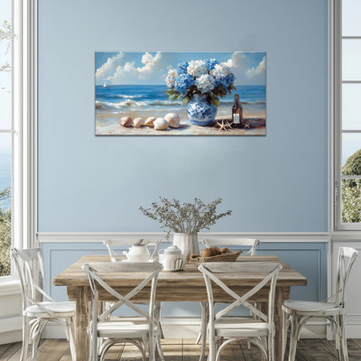 Coastal Ayianna - coquillage, décoration murale, impressions sur toile océan pour le salon, plage, reproduction d'art sur toile encadrée en pin, 12 x 24 pouces