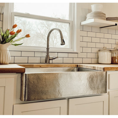 Lange 32" Brushed Stainless Steel Farmhouse Apron-Front Single Bowl Kitchen Sink