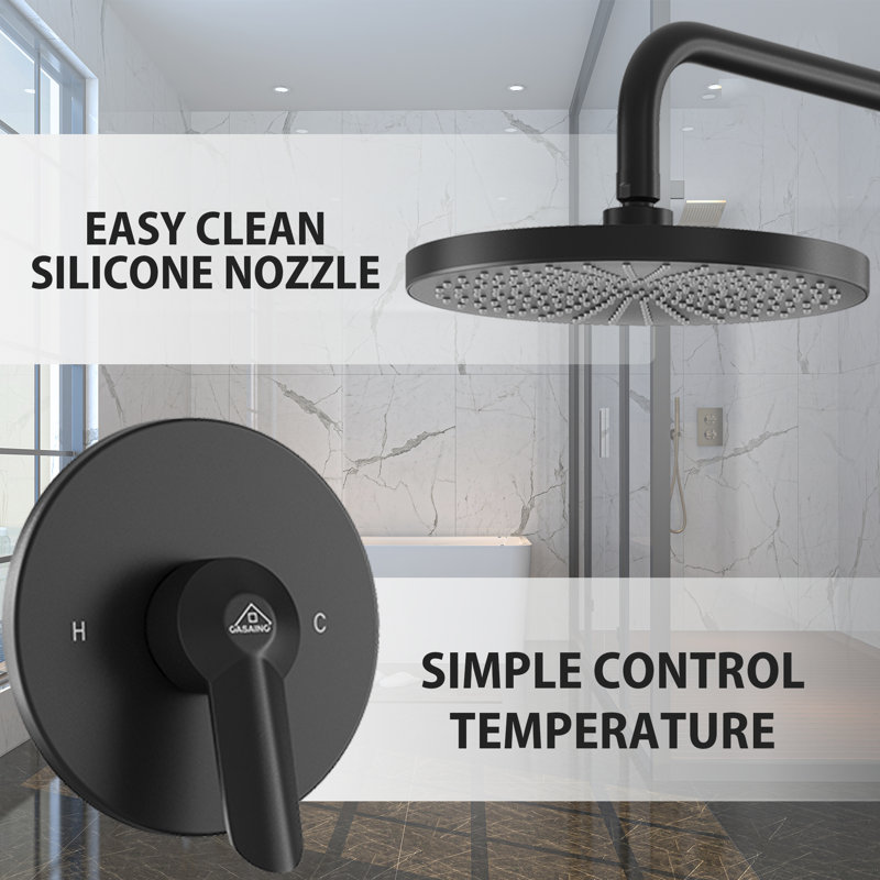 10-Inch Black Round Handheld Rain Shower System with Adjustable Height