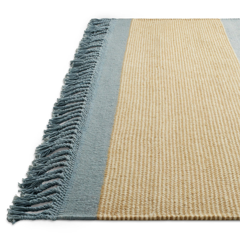 Tapis rayé bleu / jaune / noir / orange Right On, Rectangle 9 pi x 12 pi