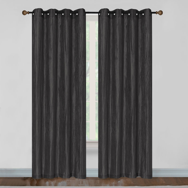 Burge Crushed Silk 1 Panel Curtains Living Room Bedroom Machine Washable Light Filtering Curtain, 55" W x 84" L, Gray