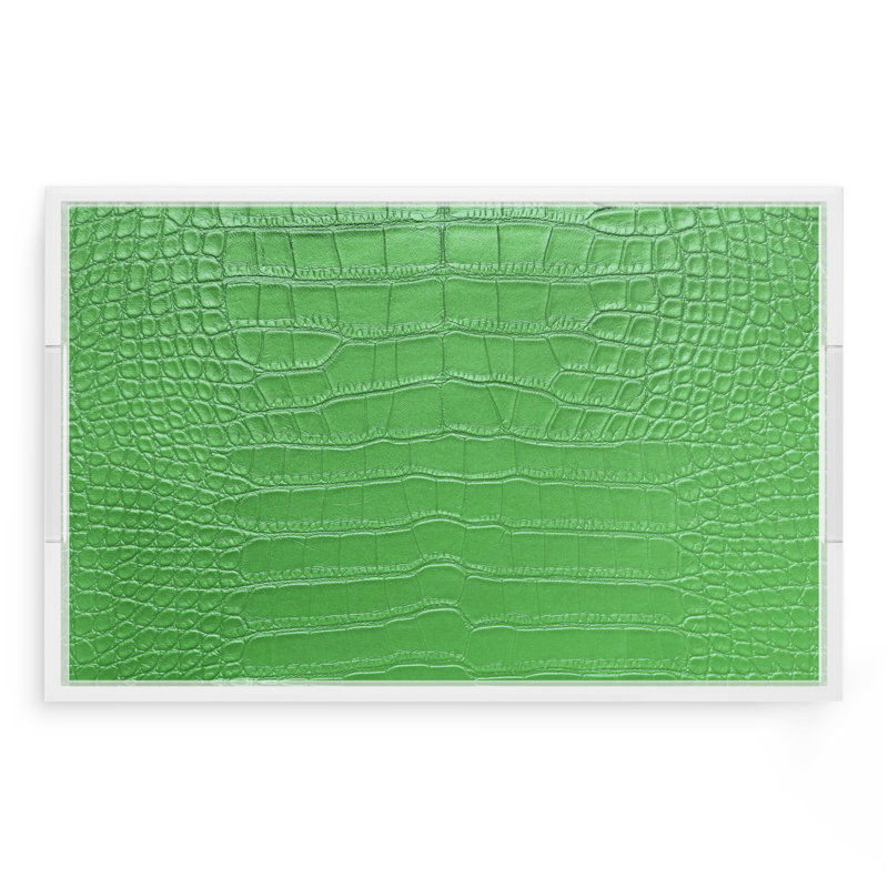 Crocodile Acrylic Rectangle Decorative Tray, 22.5"W x 14.5"D x 2"H, Green