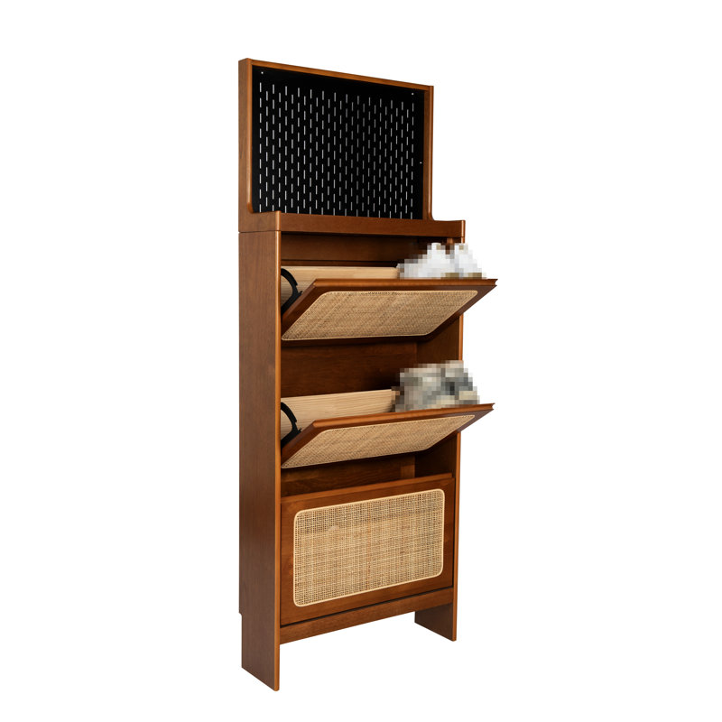 Armoire à chaussures avec 3 tiroirs rabattables et noir, H 65 po pour le couloir d'entrée, armoire d'entrée pratique et élégante, rangement de grande capacité de 65 po de hauteur,
