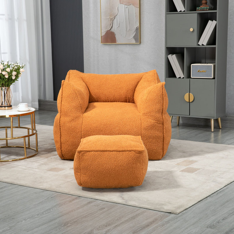 Fauteuil à billes avec repose-pieds Accent, Boucle orange