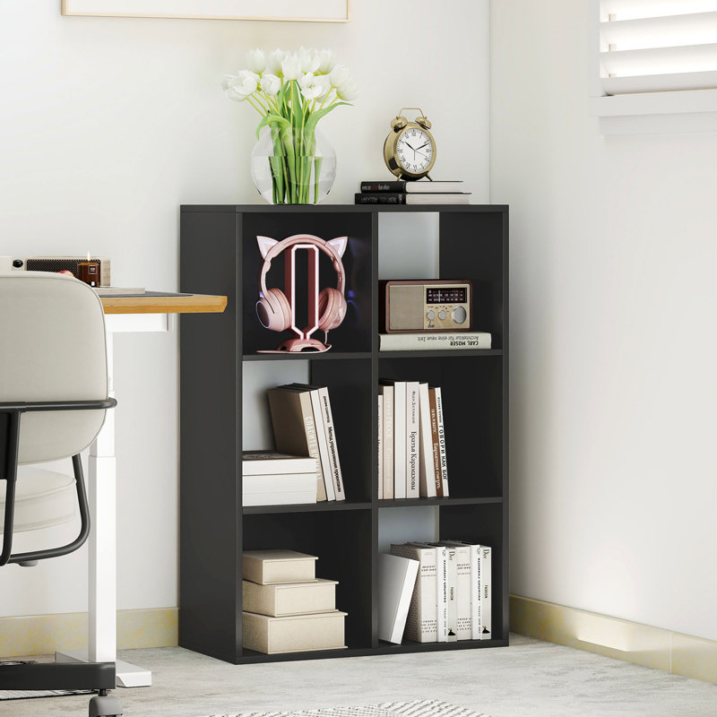 HOMCOM 6 Cube Bookshelf Modern Freestanding 3 Tier Bookcase, Black