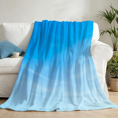Jeté en flanelle bleue ultra douce, imprimé abstrait recto verso des nuages du ciel