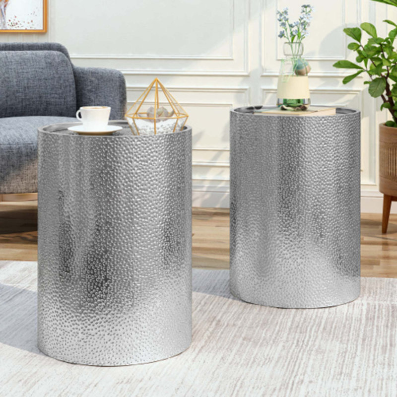 Table d'appoint en métal, Argent
