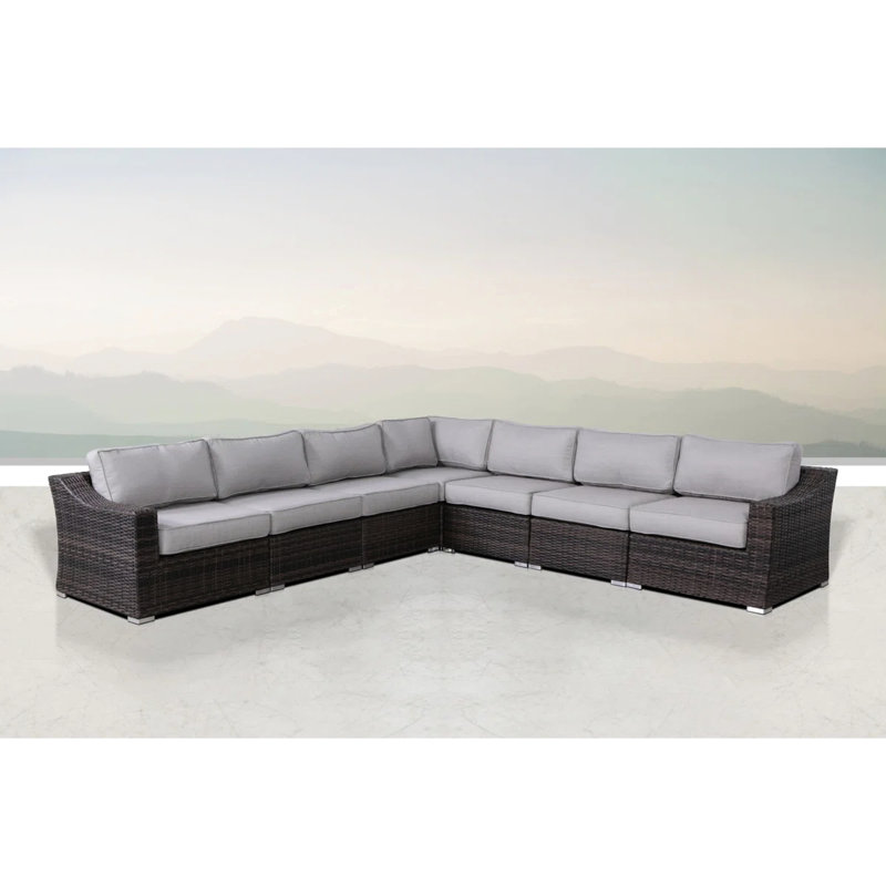 Ensemble modulaire d'extérieur 7 pièces avec coussins en mousse de 5 po d'épaisseur, structure en aluminium antirouille, conception modulaire réversible de l'eau et des housses