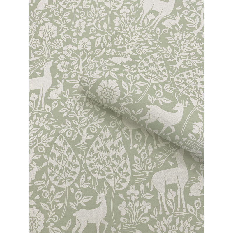 Papier peint sauge Deer Woods, Vert