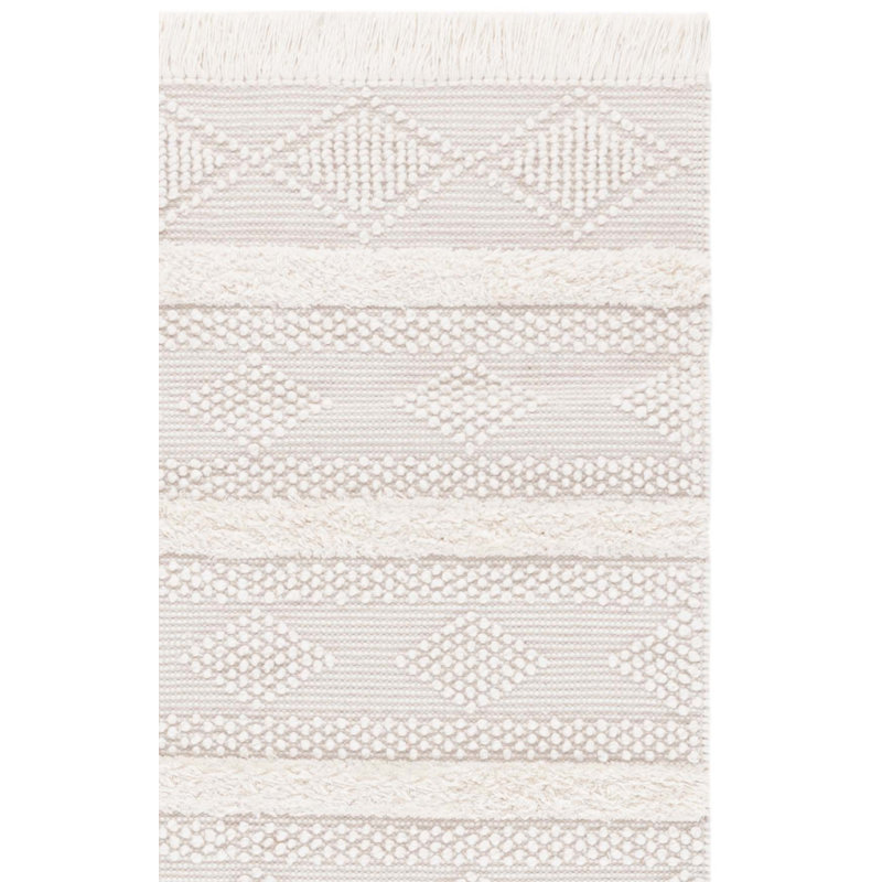 Tapis naturel / ivoire en laine / coton tissé à la main Natura 961, Carré 6 pi