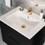 Meuble-lavabo suspendu noir de 61 cm (24 pouces) avec lavabo en céramique et premier tiroir en forme de U, protège des intrusions, fond et surface lisses.
