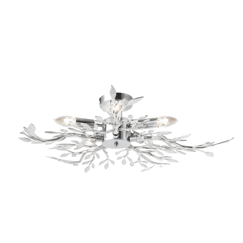 Bravo Semi Flush Mount, Chrome/White