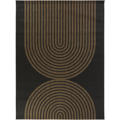 Sophia Black Brown Flatweave Geometric Rug