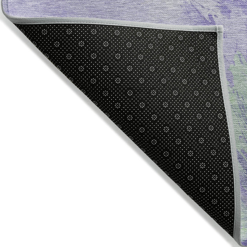 Tapis intérieur lavable abstrait vert menthe et ivoire 5 pi x 8 pi lavande