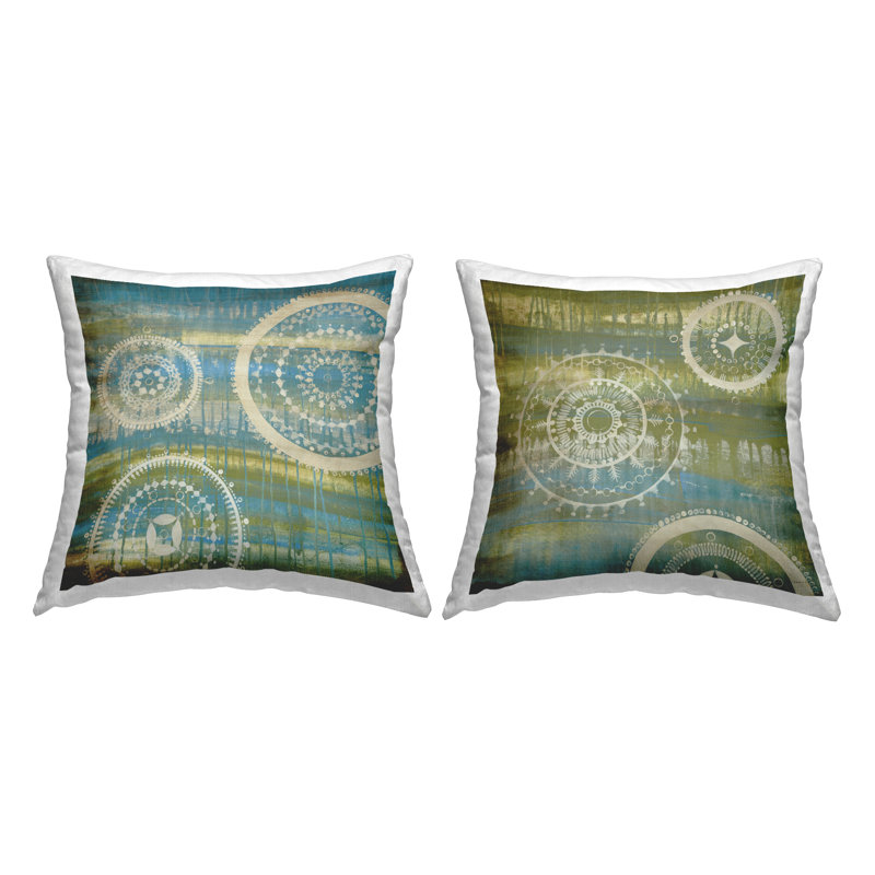 Coussin Boho Blue & Green Fractals