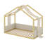 Lit à baldaquin avec auvent en gaze respirant, structure de lit plateforme simple en bois avec panneaux latéraux rembourrés-132941776